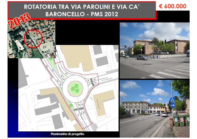 Rotatoria tra Via Parolini e Via Cà Baroncello